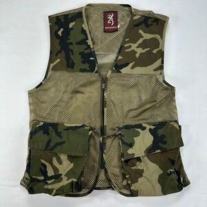 Browning Mesh Hunting Vest‎ Men's L Camo Pockets Zip Front Lightweight Outdoor